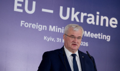 Le chef de la diplomatie ukrainienne, Andriï Sybiga, à Kiev le 31 mars 2026. ( AFP / TETIANA DZHAFAROVA )