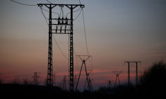 Des poteaux électriques sont visibles à Kleszczow, en Pologne