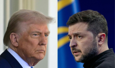 Donald Trump et le président ukrainien Volodymyr Zelensky doivent se rencontrer le 28 décembre 2025 en Floride ( AFP / Jim WATSON )