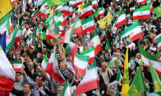 Rassemblement de partisans du pouvoir en soutien au guide suprême iranien Mojtaba Khamenei à Téhéran, le 29 avril 2026 ( AFP / - )