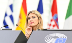 La vice-présidente du Parlement européen, la socialiste grecque Eva Kaili, au Parlement européen à Strasbourg