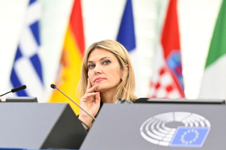 La vice-présidente du Parlement européen, la socialiste grecque Eva Kaili, au Parlement européen à Strasbourg