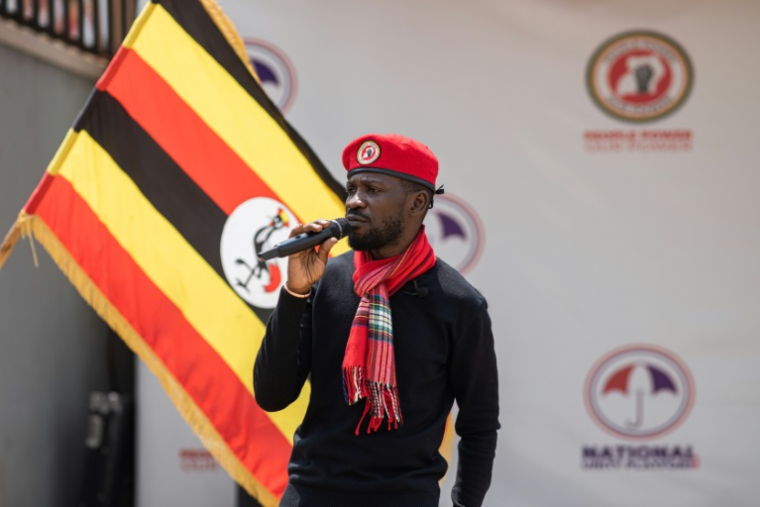 L'opposant ougandais Bobi Wine à Kampala le 26 janvier 2024 ( AFP / BADRU KATUMBA )