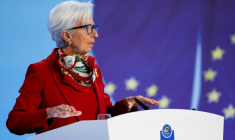 La présidente de la BCE Christine Lagarde lors d'une conférence de presse