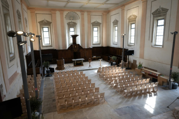 Le temple protestant Saint-Martin de Montbéliard, dans le Doubs, le 17 avril 2026 ( AFP / SEBASTIEN BOZON )