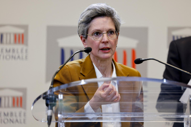 Sandrine Rousseau, le 14 avril 2023, à Paris ( AFP / LUDOVIC MARIN )