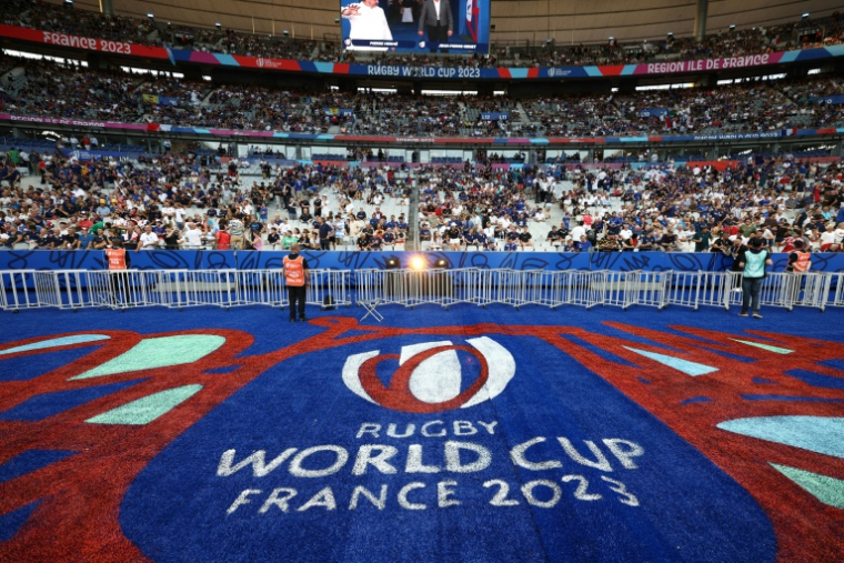 Vue générale sur une tribune du stade de France avant le match France - Nouvelle-Zélande lors de la Coupe du monde de rugby, le 11 septembre 2023 ( AFP / FRANCK FIFE )