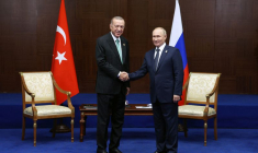 Photo du président turc Recep Tayyip Erdogan et de son homologue russe Vladimir Poutine