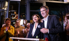 Anne Hidalgo et Olivier Faure à Paris, le 14 octobre 2021. ( AFP / THOMAS COEX )