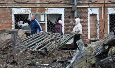 Kharkiv, en Russie, après une attaque de missile le 25 novembre 2024. ( AFP / SERGEY BOBOK )
