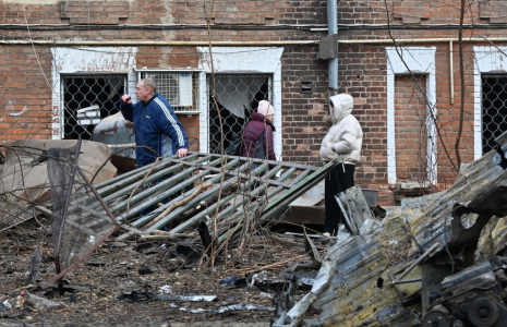 Kharkiv, en Russie, après une attaque de missile le 25 novembre 2024. ( AFP / SERGEY BOBOK )