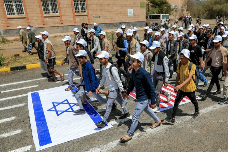 Manifestation de soutien aux rebelles Houthis à Sanaa, au Yémen, le 22 juillet 2026 ( AFP / Mohammed HUWAIS )