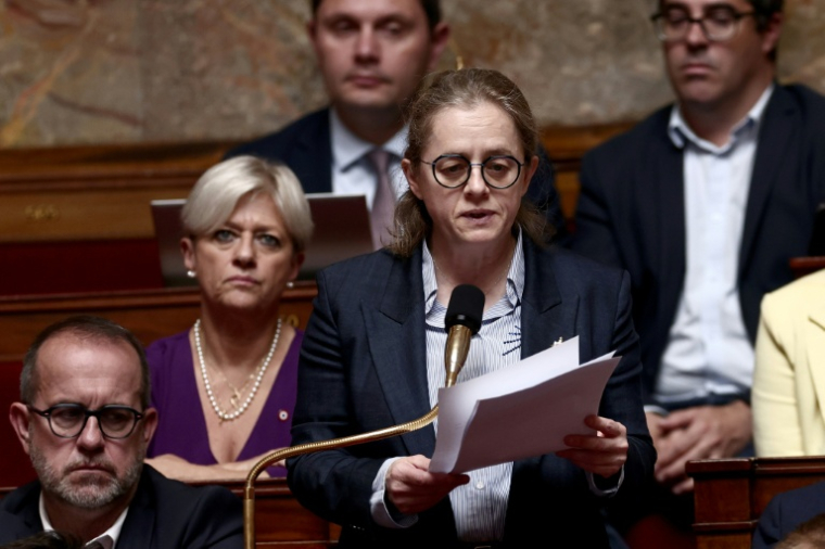 La députée socialiste Céline Thiébault-Martinez à l'Assemblée nationale le 28 mai 2025 ( AFP / Thibaud MORITZ )
