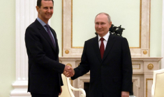 Bachar al-Assad et Vladimir Poutine à Moscou, en Russie, le 15 mars 2023. ( SPUTNIK / VLADIMIR GERDO )