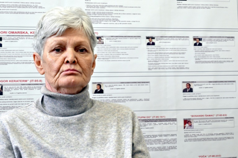 La musulmane bosnique Bakira Hasecic, présidente de l'assocation des Femmes victimes de la guerre, lors d'une interview à Sarajevo, le 21 mai 2025 ( AFP / ELVIS BARUKCIC )
