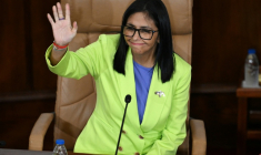 La présidente par intérim du Venezuela, Delcy Rodriguez, lors d'un discours devant le Parlement à Caracas, le 15 janvier 2026 ( AFP / Federico PARRA )