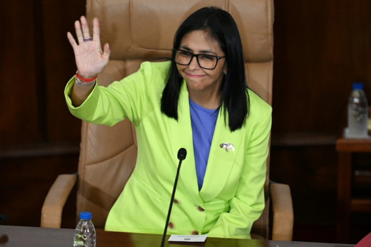 La présidente par intérim du Venezuela, Delcy Rodriguez, lors d'un discours devant le Parlement à Caracas, le 15 janvier 2026 ( AFP / Federico PARRA )