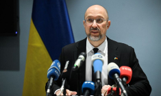 Conférence de presse du Premier ministre ukrainien Shmyhal, en marge du Forum d'affaires germano-ukrainien 2024 à Berlin