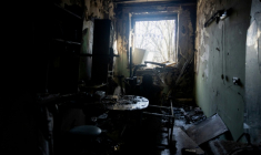 Dégâts dans un maternité après une frappe russe dans la ville ukrainienne de Zaporijjia, dans le centre-est du pays, le 1er février 2026 ( AFP / Tetiana DZHAFAROVA )