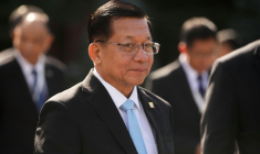 Le président birman Min Aung Hlaing à Moscou le 18 août 2026 ( POOL / Pavel Bednyakov )