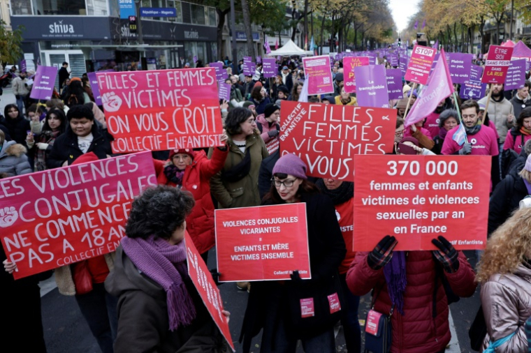 Manifestation contre les violences faites aux femmes le 23 novembre 2024 à Paris ( AFP / STEPHANE DE SAKUTIN )