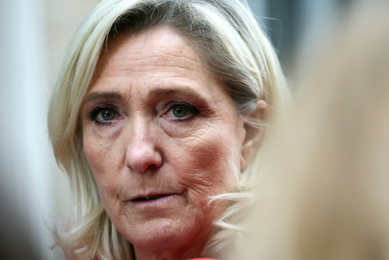 La présidente du groupe RN à l'Assemblée Marine Le Pen le 3 octobre 2025 à Paris ( AFP / Anne-Christine POUJOULAT )