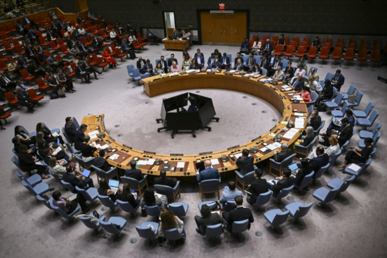 Réunion du Conseil de sécurité de l'ONU, le 16 juillet 2025 à New York ( AFP / ANGELA WEISS )