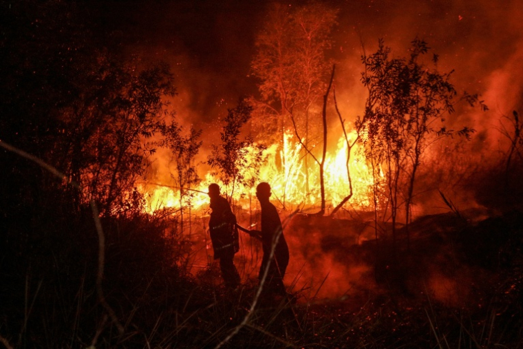 Des pompiers luttent contre un incendie à Banjarbaru, en Indonésie, le 13 octobre 2026 ( AFP / MUDA SAGALA )