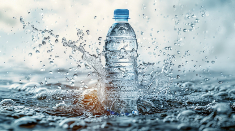 Avec un taux de croissance de 73% au cours de la dernière décennie, le marché de l'eau en bouteille est l'un de ceux qui connaissent la plus forte augmentation. (crédit : Adobe Stock / photo générée par IA)