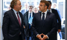 Luc Chatel, président de la Plateforme automobile (PFA), qui représente constructeurs et grands équipementiers automobiles français, ici à la Porte de Versailles à Paris le 14 octobre 2024. ( POOL / Ludovic MARIN )