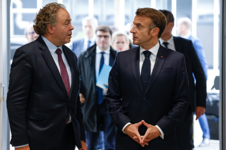 Luc Chatel, président de la Plateforme automobile (PFA), qui représente constructeurs et grands équipementiers automobiles français, ici à la Porte de Versailles à Paris le 14 octobre 2024. ( POOL / Ludovic MARIN )