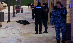 Scène d'une explosion, qui aurait tué deux officiers de l'armée, à Moscou