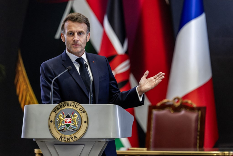 Emmanuel Macron à Nairobi, le 10 mai 2026. ( AFP / LUIS TATO )