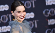 L'actrice britannique Emilia Clarke à la Première de la 8e et dernière saison de "Game of Thrones" le 3 avril 2019 à New York.  ( AFP / ANGELA WEISS )