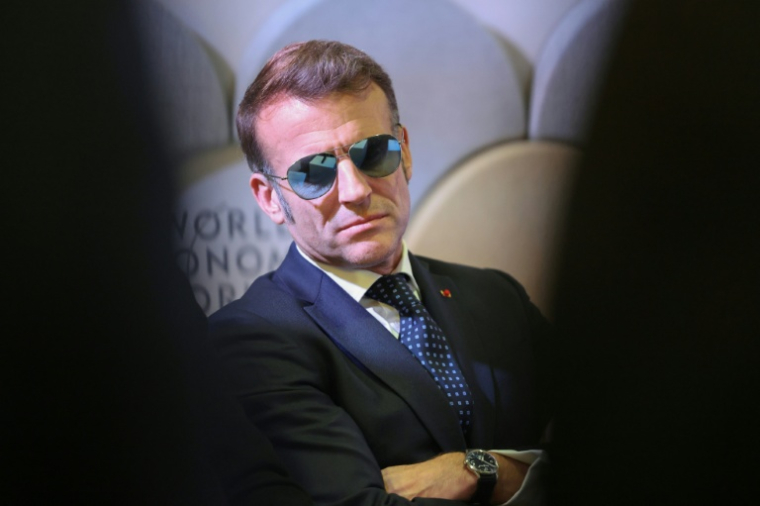 Emmanuel Macron à Davos le 20 janvier 2026 ( AFP / Ludovic MARIN )