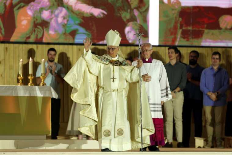 Le pape Léon XIV pendant une veillée de prières avec des jeunes sur la place de Lima à Madrid, le 6 juin 2026 ( AFP / Thomas COEX )