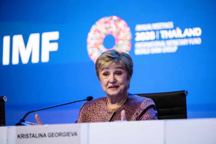 La directrice générale du Fonds monétaire international (FMI), Kristalina Georgieva, à Bangkok, le 14 octobre 2026 en Thaïlande ( AFP / ANTHONY WALLACE )