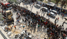 Dégâts constatés après une frappe israélienne sur la bande de Gaza