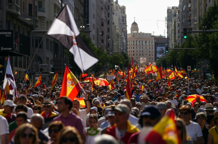 Manifestation à Madrid contre la gestion par le gouvernement espagnol de l’afflux récent de migrants à Ceuta, le 26 septembre 2026 à Madrid  ( AFP / OSCAR DEL POZO )