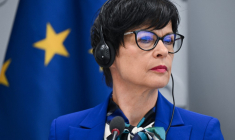 La commissaire à l'Elargissement, Marta Kos, à Pristina le 15 mai 2026. ( AFP / ARMEND NIMANI )