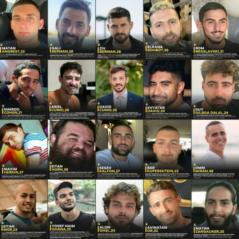 Portraits non datés des 20 derniers otages détenus par le Hamas dans la bande de Gaza. Combo créé le 13 octobre 2025, jour de leur libération, à partir de photos fournies par l'armée israélienne. ( Israeli Army / - )