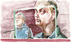 Croquis de Martin Ney réalisé lors de son procès à Nantes, le 19 mai 2026 ( AFP / ZZIIGG )