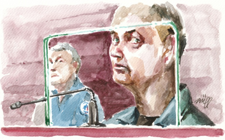 Croquis de Martin Ney réalisé lors de son procès à Nantes, le 19 mai 2026 ( AFP / ZZIIGG )