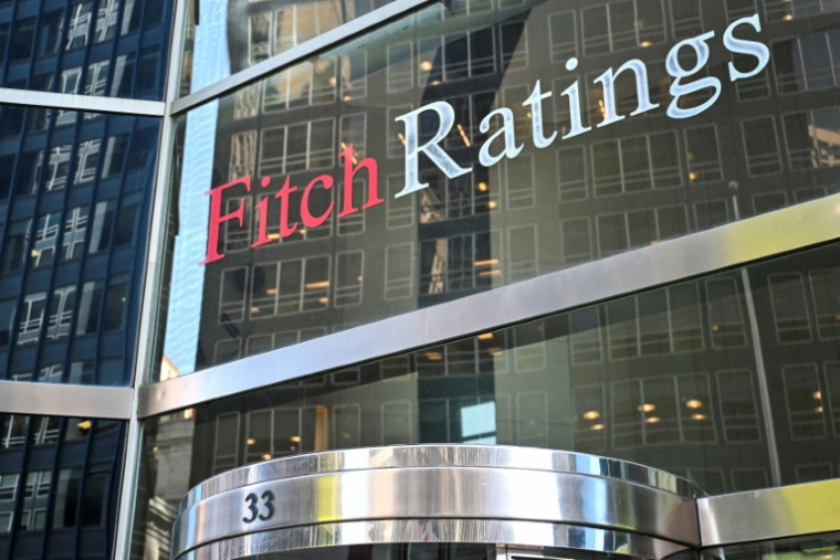 Le logo de l'agence de notation Fitch à New York, le 18 mars 2025 ( AFP / ANGELA WEISS )