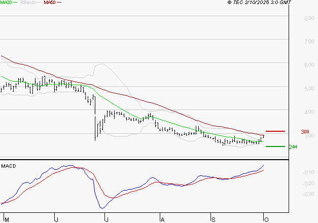 WORLDLINE SA : L'analyse ne suggère pas de baisse à moyen terme