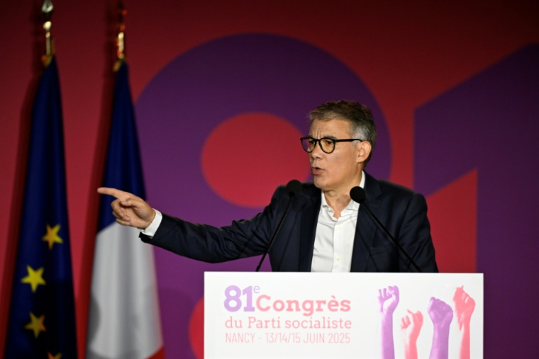 Le Premier secrétaire du parti socialiste à Nancy le 15 juin 2025 ( AFP / Jean-Christophe VERHAEGEN )