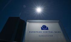 Un panneau indiquant le siège de la Banque centrale européenne à Francfort, en Allemagne, le 30 avril 2026 ( AFP / Kirill KUDRYAVTSEV )