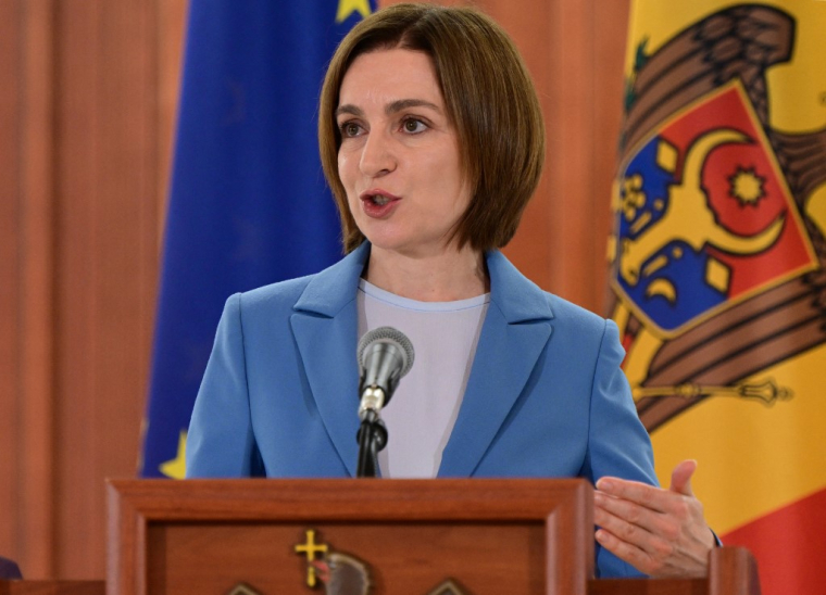 La présidente de Moldavie, Maia Sandu, à Chisinau, le 29 septembre 2025 ( AFP / DANIEL MIHAILESCU )