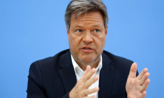 Le ministre allemand de l'Économie Robert Habeck lors d'une conférence de presse