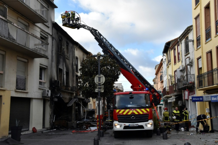 Le site de l'incendie à Saint-Laurent-de-la- Salanque, le 15 février 2022, dans les Pyrénées-Orientales ( AFP / RAYMOND ROIG )